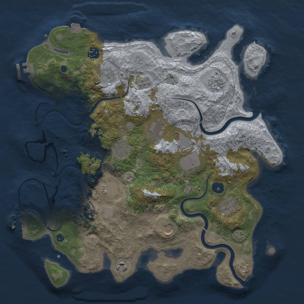 Rust Map: Procedural Map, Size: 3900, Seed: 117238, 17 Monuments