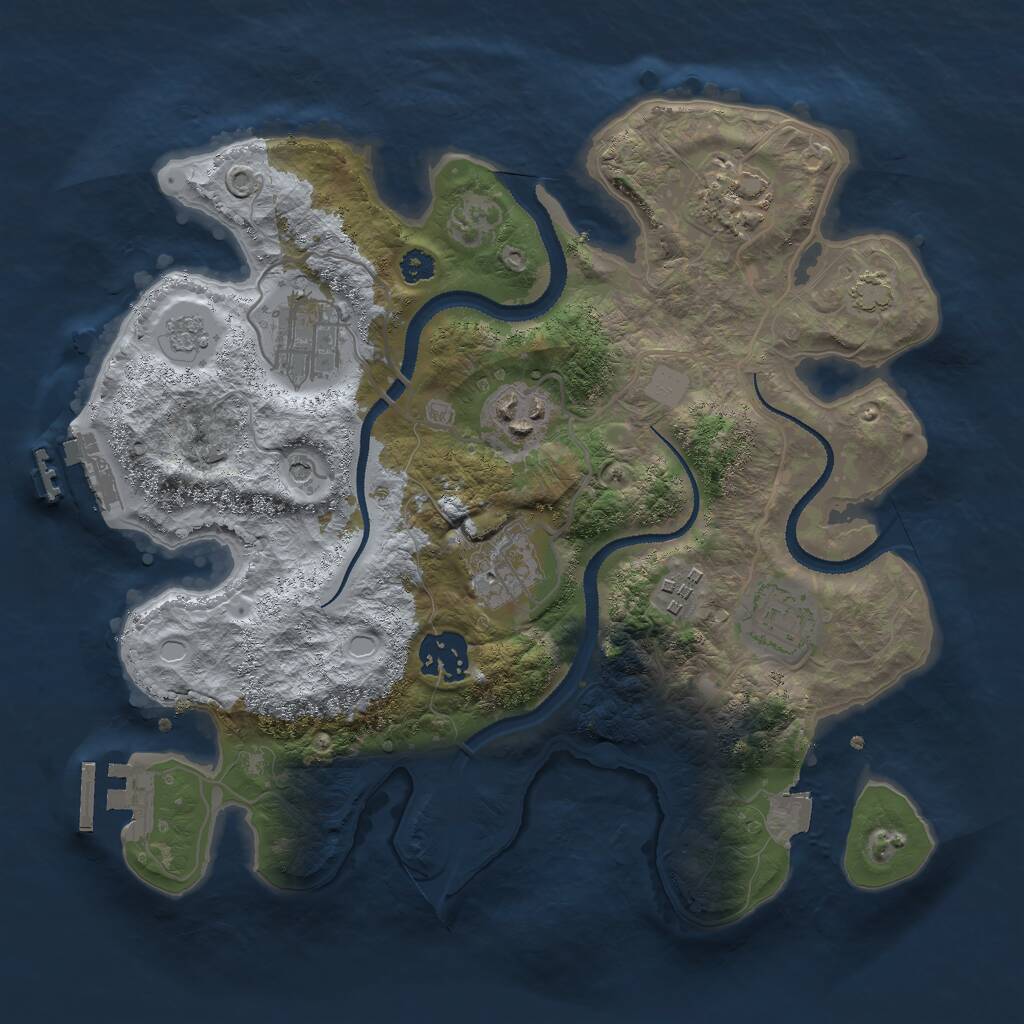 Rust Map: Procedural Map, Size: 3000, Seed: 654267866, 13 Monuments