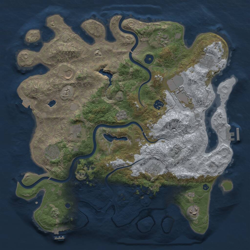 Rust Map: Procedural Map, Size: 4000, Seed: 345900, 16 Monuments