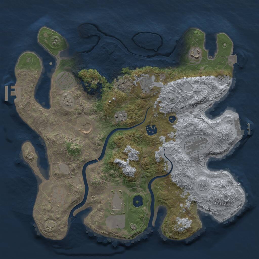 Rust Map: Procedural Map, Size: 3500, Seed: 2036490823, 15 Monuments