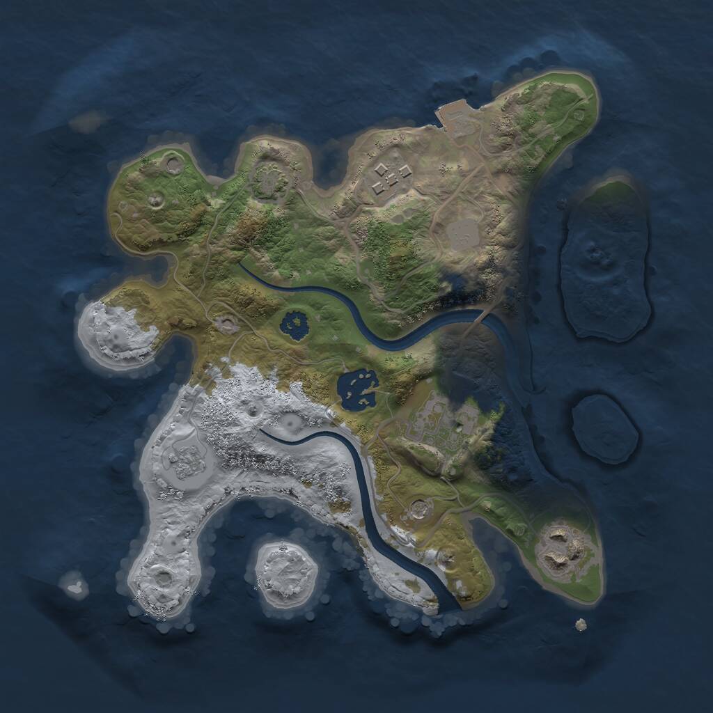 Rust Map: Procedural Map, Size: 2500, Seed: 1704219582, 8 Monuments