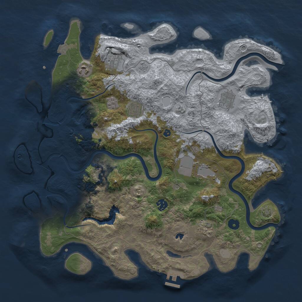 Rust Map: Procedural Map, Size: 4050, Seed: 7865007, 13 Monuments