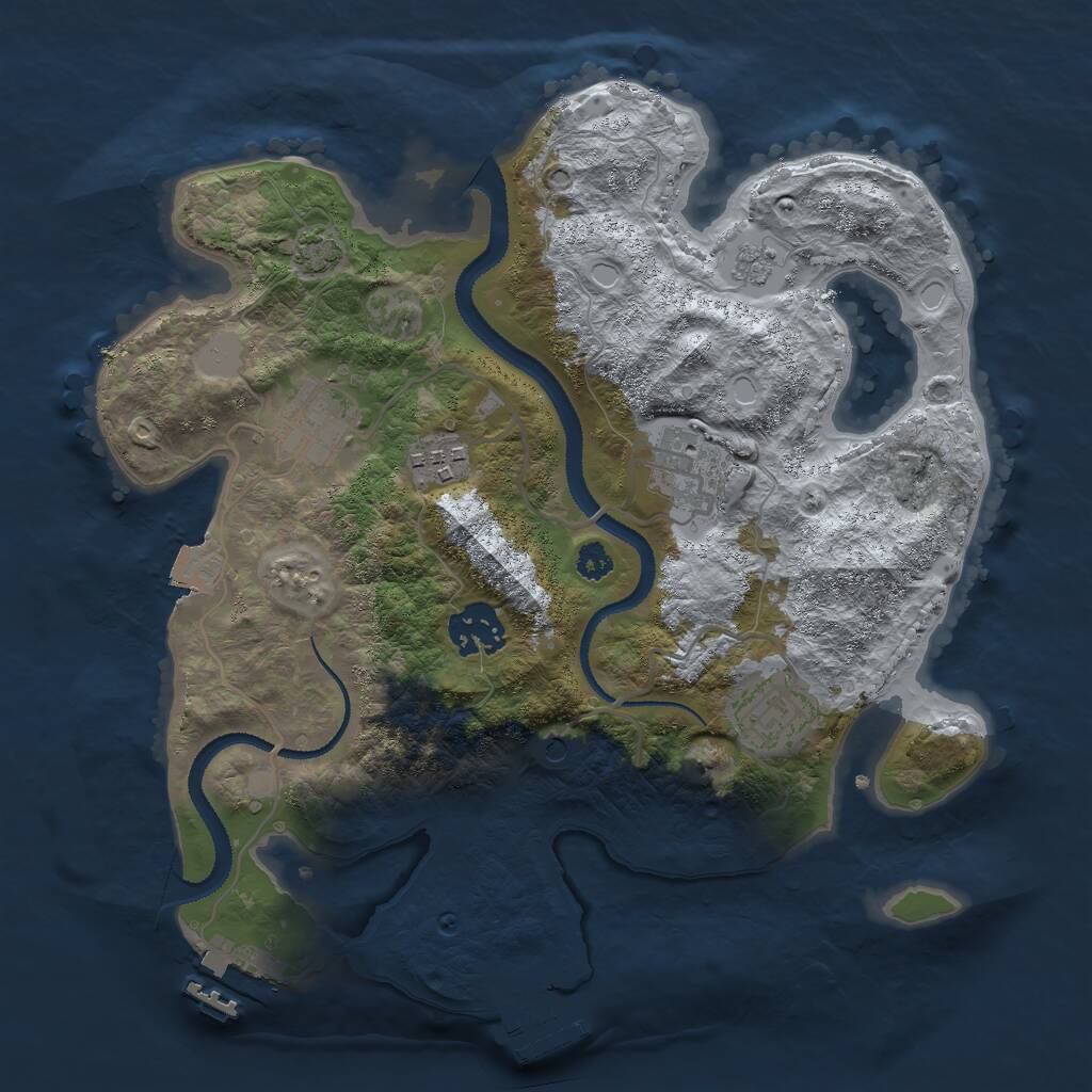 Rust Map: Procedural Map, Size: 3000, Seed: 16166, 11 Monuments