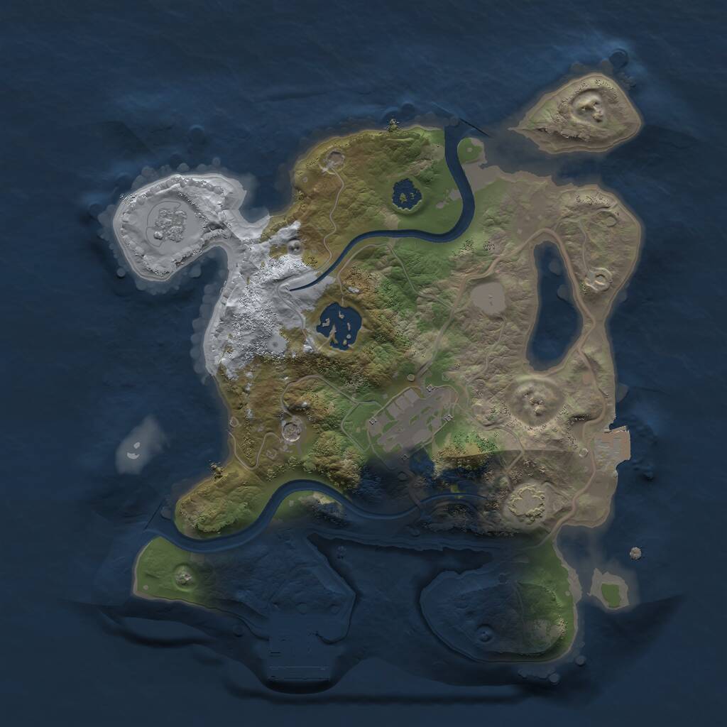 Rust Map: Procedural Map, Size: 2500, Seed: 380997676, 7 Monuments