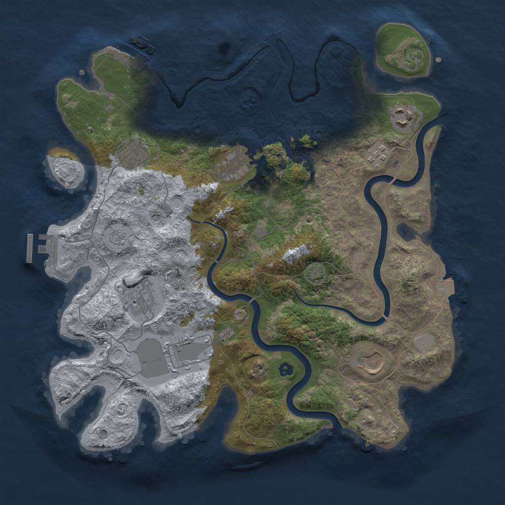 Rust Map: Procedural Map, Size: 3500, Seed: 263505988, 13 Monuments