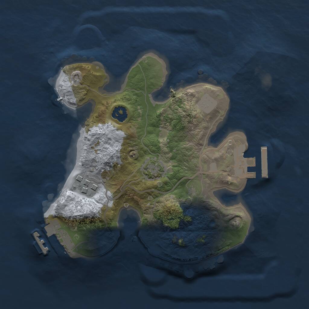 Rust Map: Procedural Map, Size: 2000, Seed: 1550163654, 5 Monuments