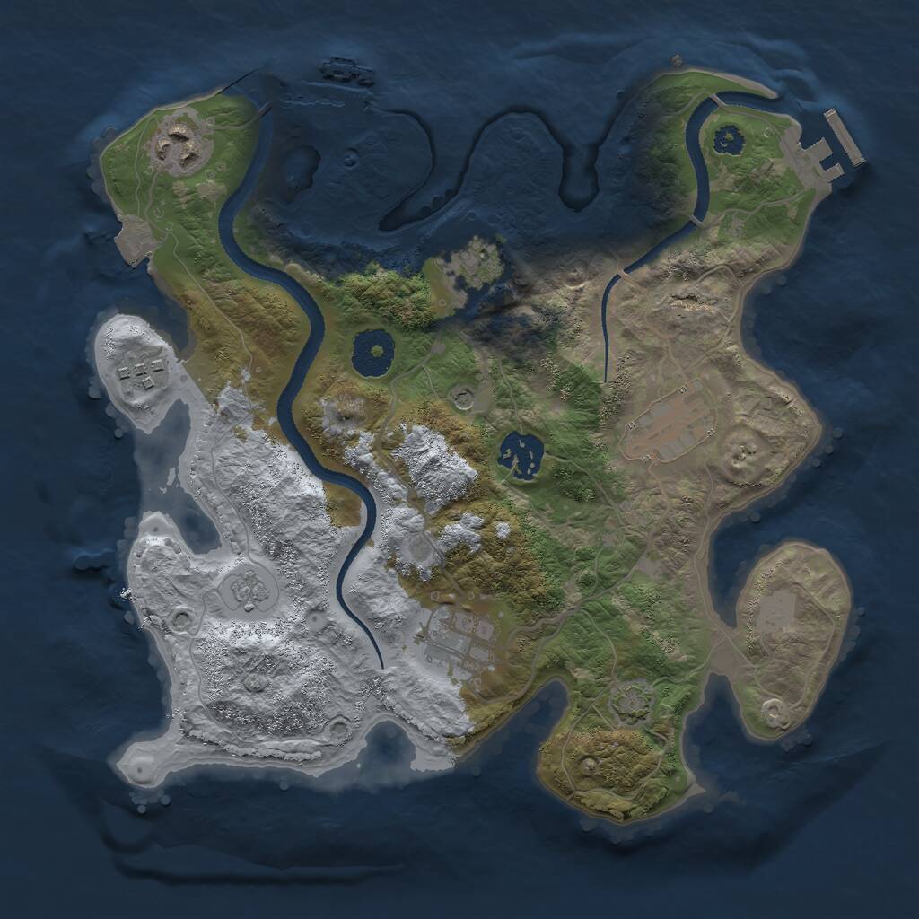 Rust Map: Procedural Map, Size: 3000, Seed: 136921341, 12 Monuments
