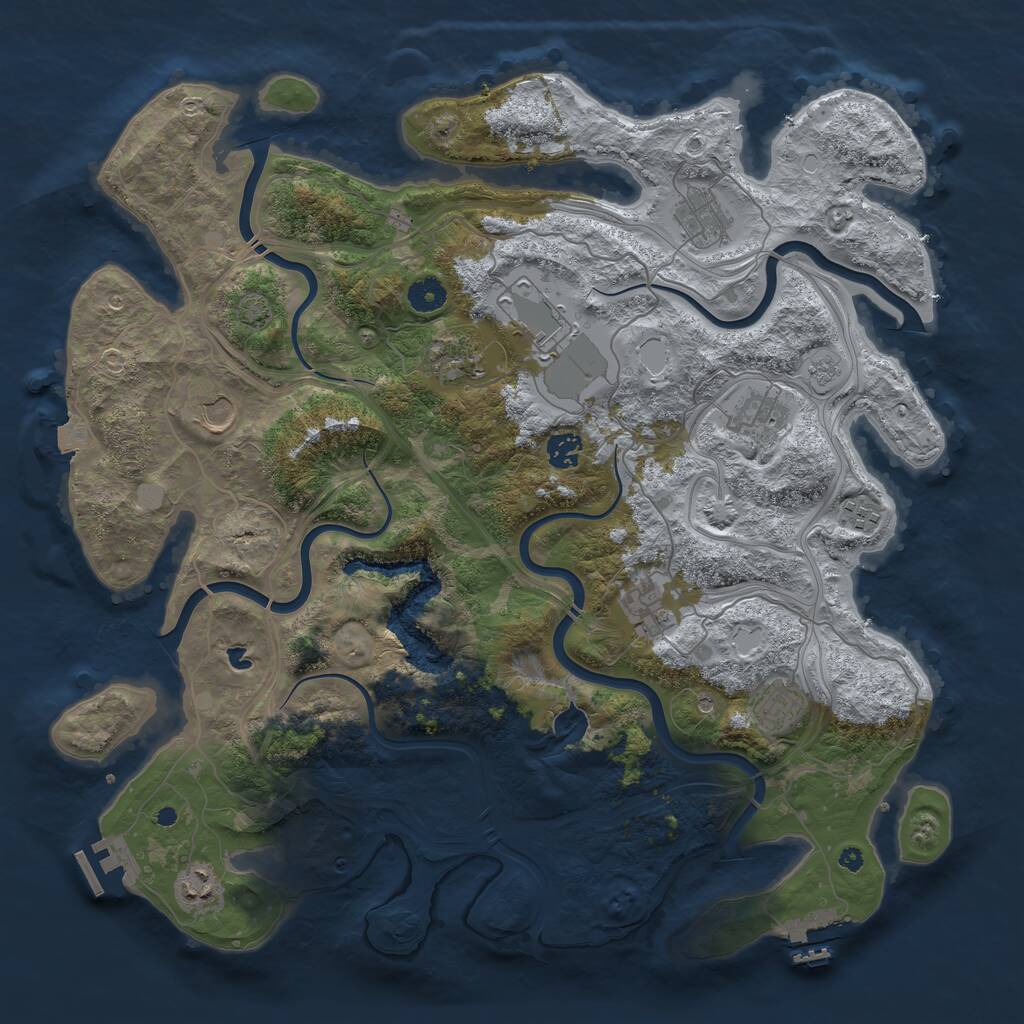 Rust Map: Procedural Map, Size: 4250, Seed: 1986063581, 16 Monuments