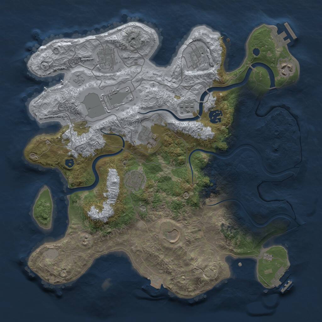 Rust Map: Procedural Map, Size: 3500, Seed: 2047476981, 15 Monuments