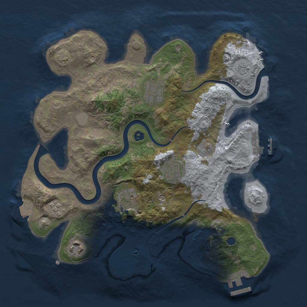 Rust Map: Procedural Map, Size: 3000, Seed: 100100, 11 Monuments
