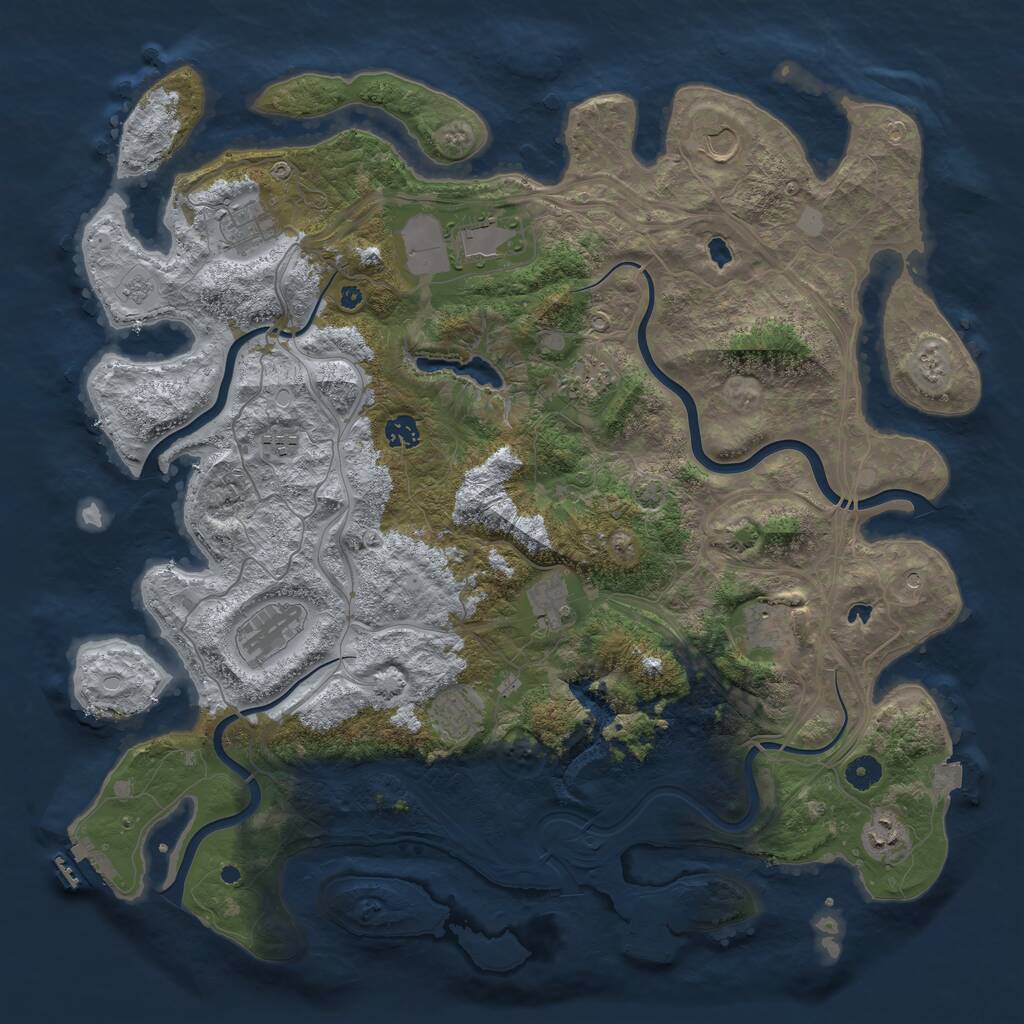 Rust Map: Procedural Map, Size: 4500, Seed: 647305414, 17 Monuments