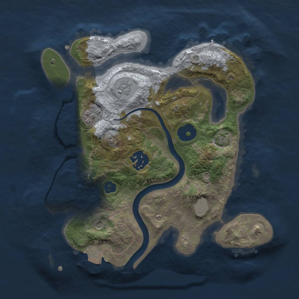Rust Map: Procedural Map, Size: 2500, Seed: 1101161297, 6 Monuments