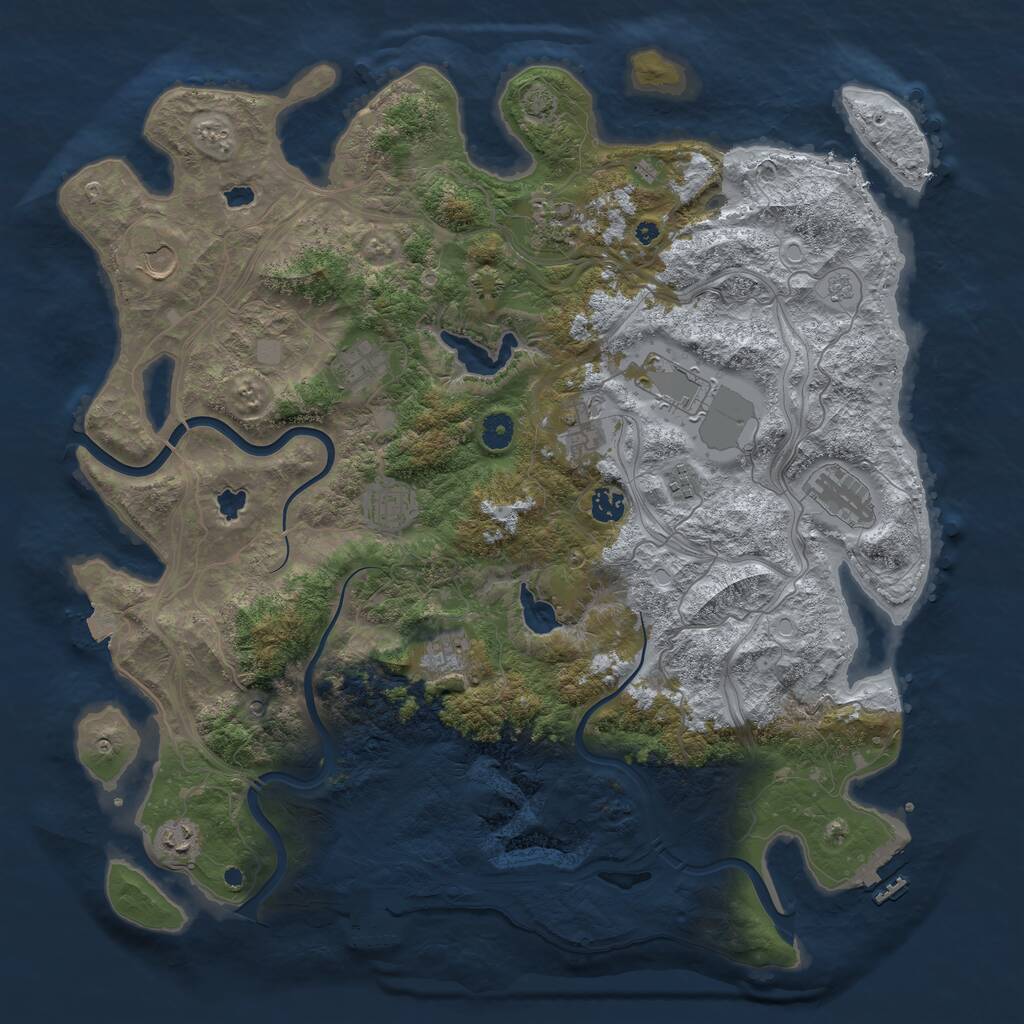 Rust Map: Procedural Map, Size: 4500, Seed: 411318547, 17 Monuments