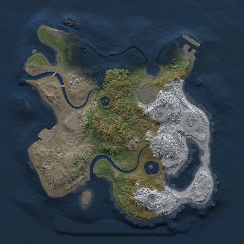 Rust Map: Procedural Map, Size: 2500, Seed: 2017912250, 8 Monuments