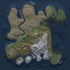 Thumbnail Rust Map: Procedural Map, Size: 3000, Seed: 1678307215, 10 Monuments