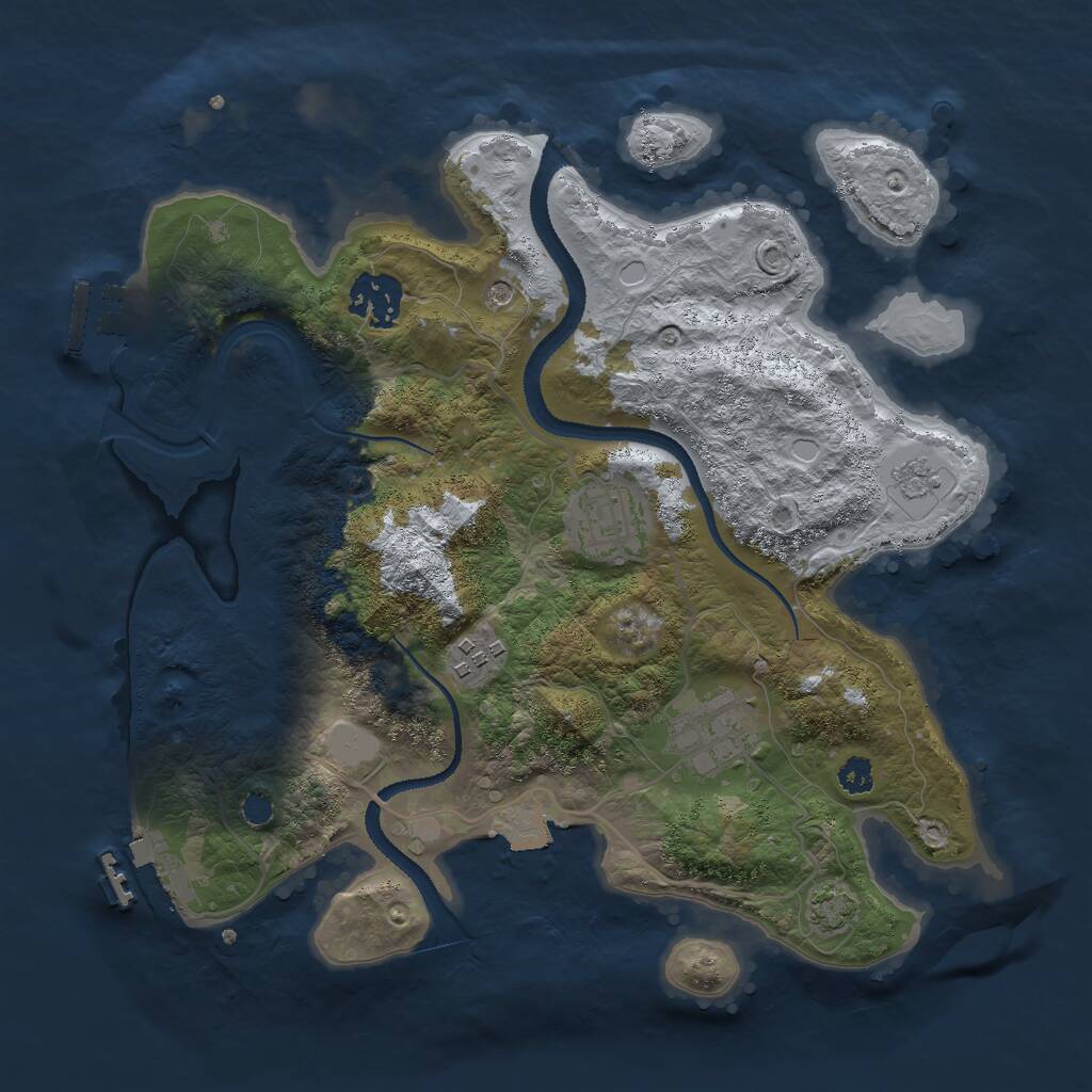 Rust Map: Procedural Map, Size: 3000, Seed: 735948, 10 Monuments