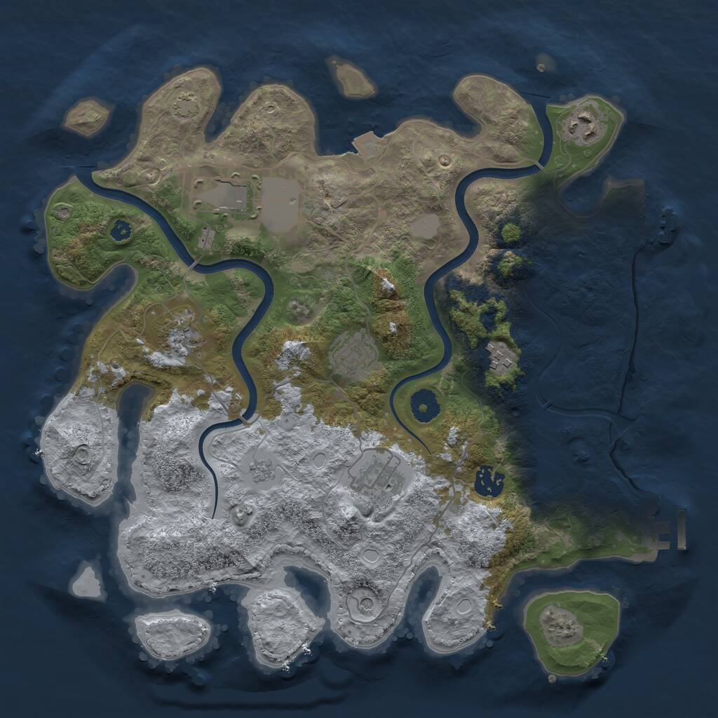 Rust Map: Procedural Map, Size: 3500, Seed: 433848296, 13 Monuments