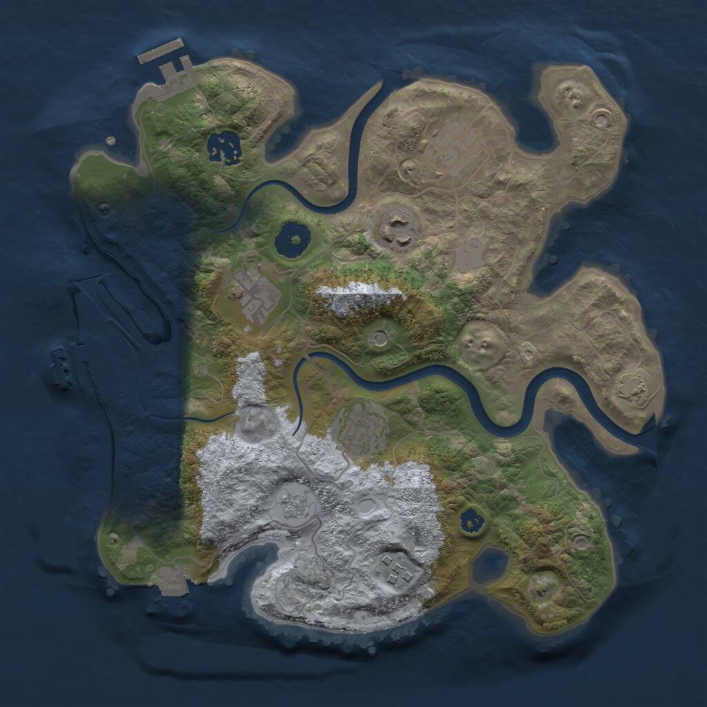 Rust Map: Procedural Map, Size: 3000, Seed: 323123131, 12 Monuments