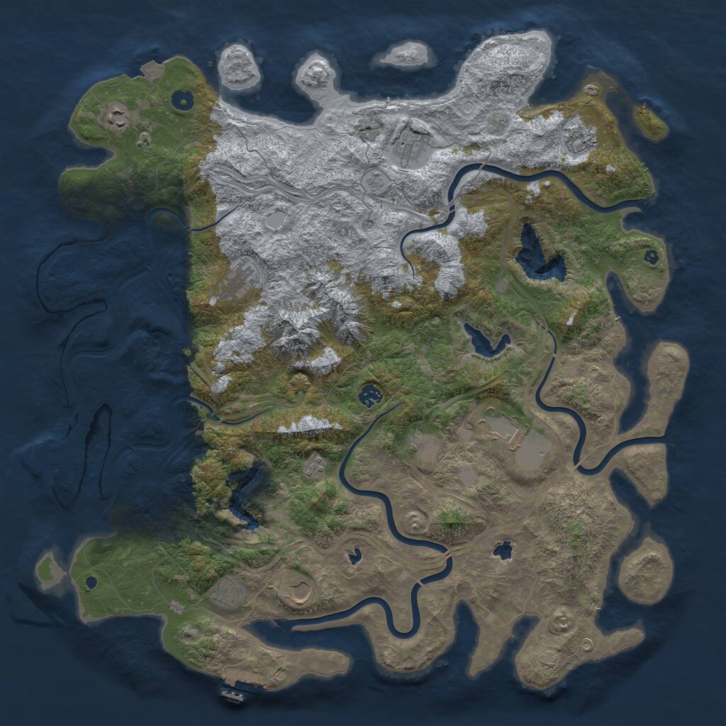 Rust Map: Procedural Map, Size: 5000, Seed: 510094547, 16 Monuments
