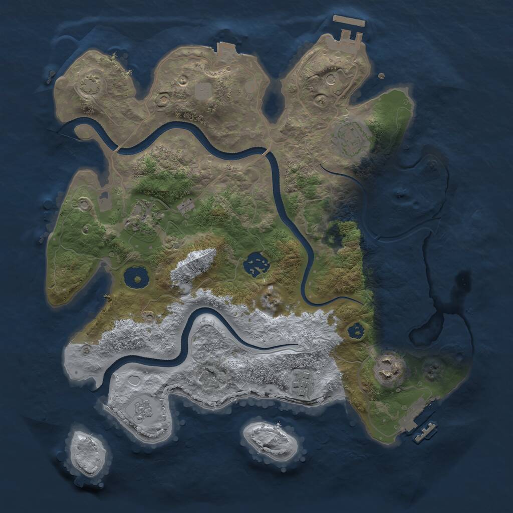 Rust Map: Procedural Map, Size: 3200, Seed: 1318777077, 11 Monuments