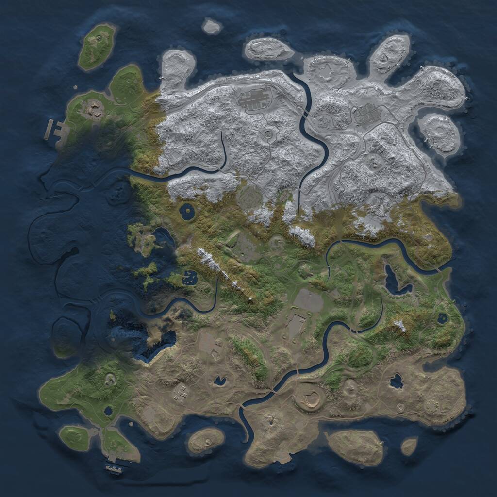 Rust Map: Procedural Map, Size: 4700, Seed: 1625280441, 17 Monuments