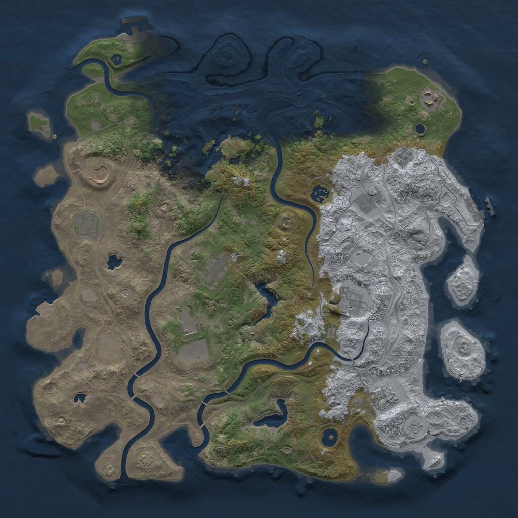 Rust Map: Procedural Map, Size: 4500, Seed: 1088482685, 17 Monuments