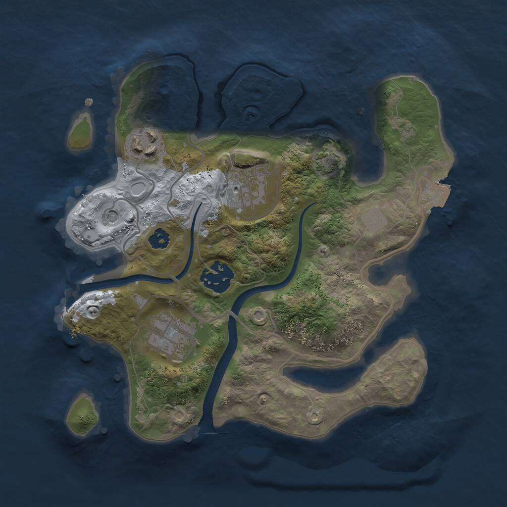 Rust Map: Procedural Map, Size: 2500, Seed: 779096394, 7 Monuments