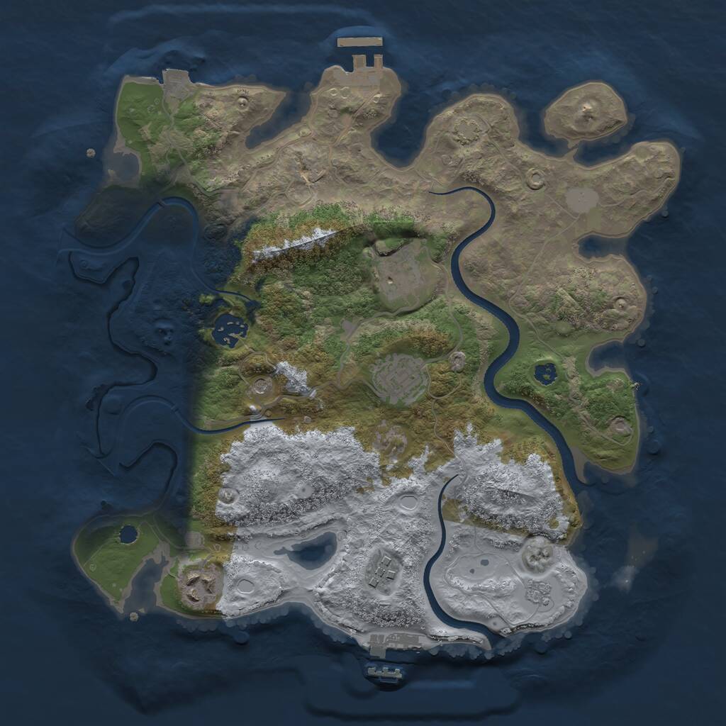 Rust Map: Procedural Map, Size: 3250, Seed: 221336333, 11 Monuments