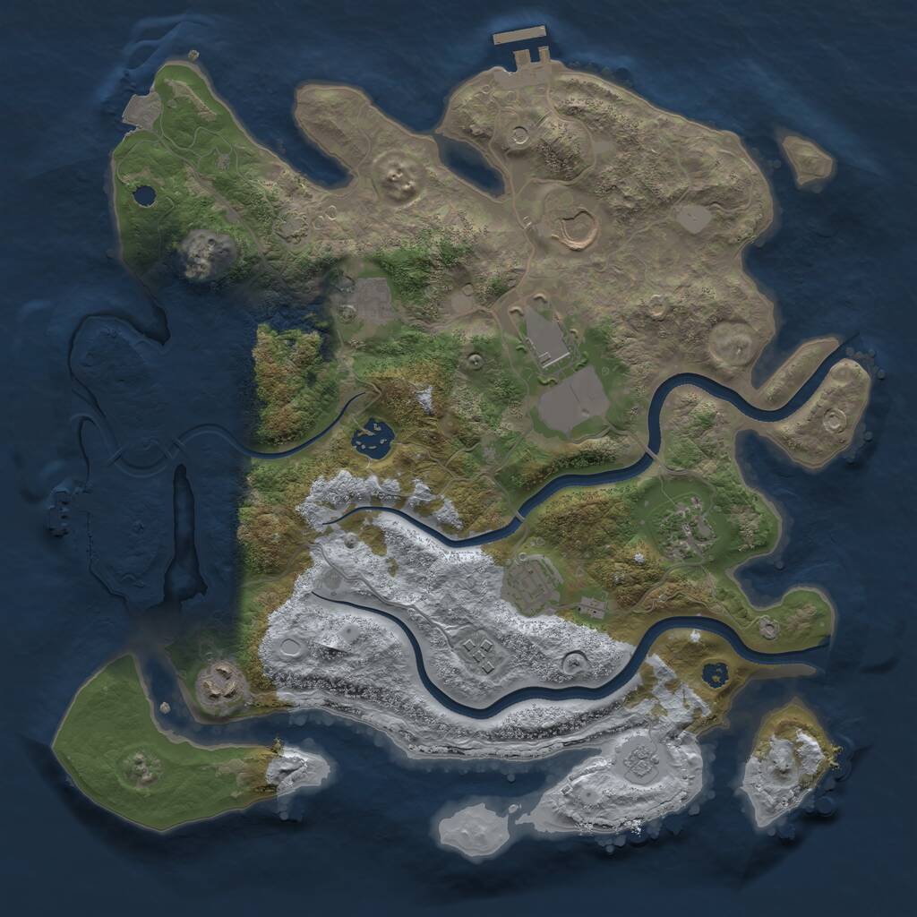 Rust Map: Procedural Map, Size: 3500, Seed: 494052757, 14 Monuments