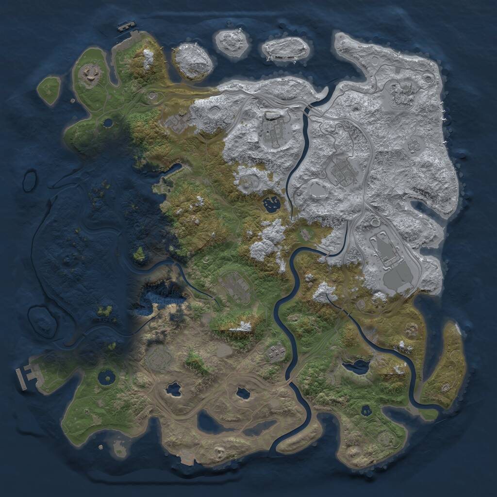 Rust Map: Procedural Map, Size: 4500, Seed: 338877593, 16 Monuments