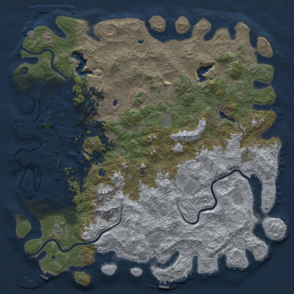Rust Map: Procedural Map, Size: 6000, Seed: 663222406, 17 Monuments