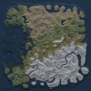 Thumbnail Rust Map: Procedural Map, Size: 6000, Seed: 663222406, 17 Monuments