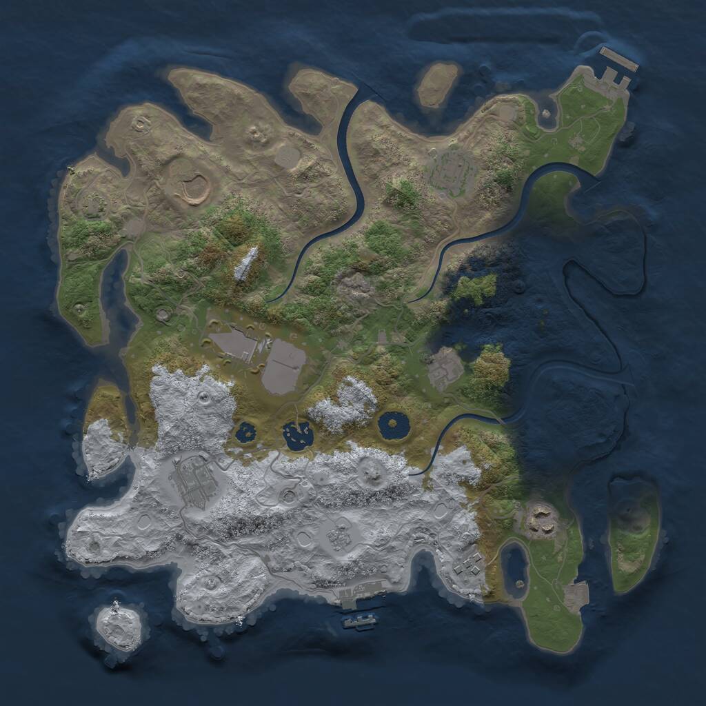 Rust Map: Procedural Map, Size: 3500, Seed: 1875897420, 14 Monuments