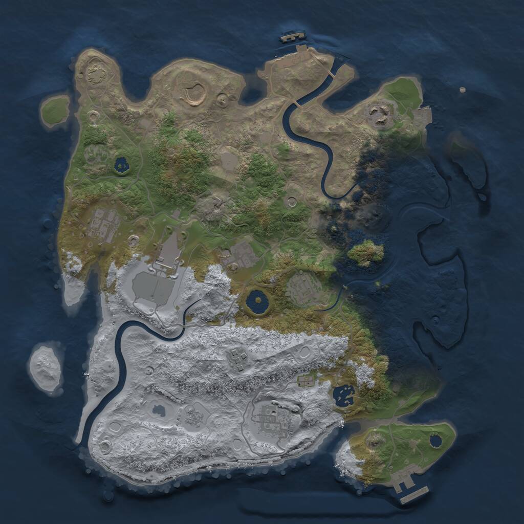 Rust Map: Procedural Map, Size: 3500, Seed: 158739, 15 Monuments