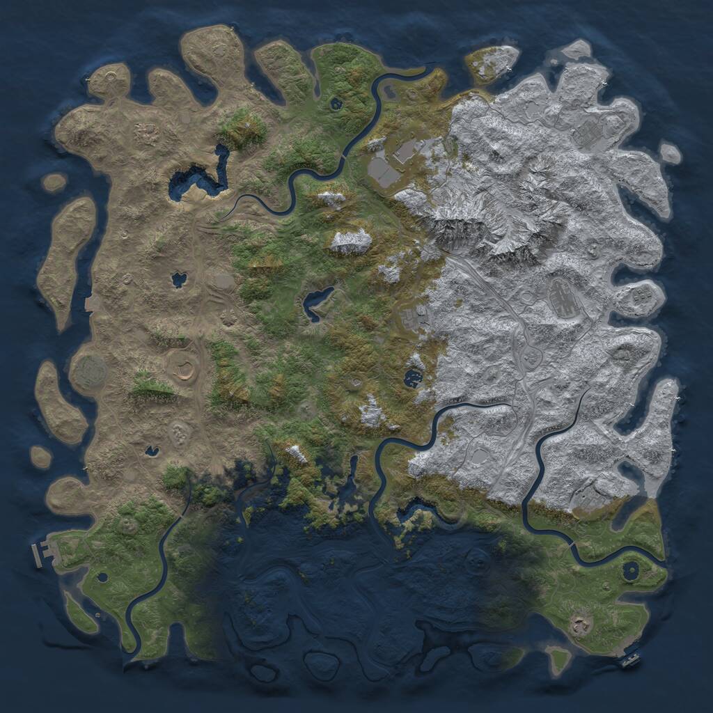 Rust Map: Procedural Map, Size: 6000, Seed: 1389716768, 17 Monuments