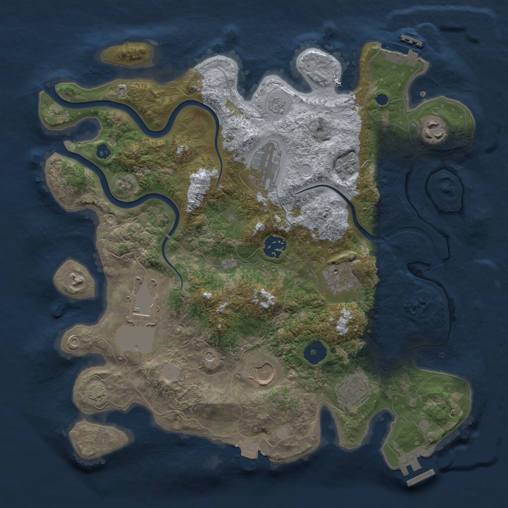 Rust Map: Procedural Map, Size: 3500, Seed: 952261088, 14 Monuments
