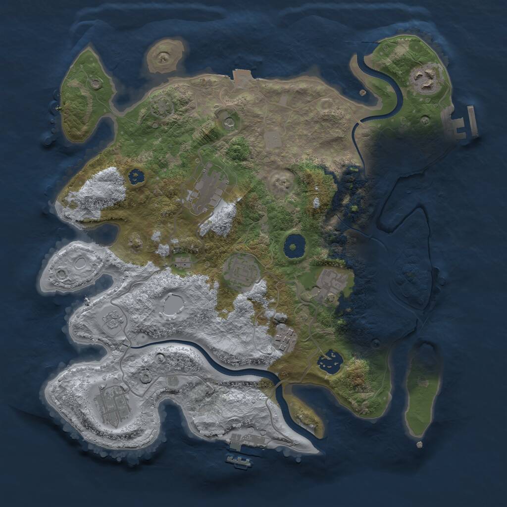 Rust Map: Procedural Map, Size: 3250, Seed: 224957251, 13 Monuments