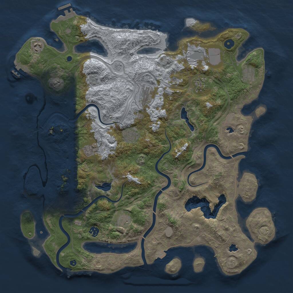 Rust Map: Procedural Map, Size: 4500, Seed: 724023008, 16 Monuments
