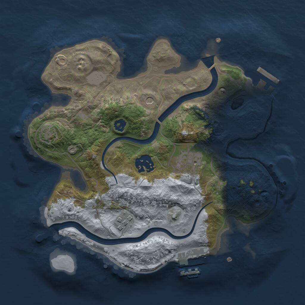 Rust Map: Procedural Map, Size: 2500, Seed: 28711547, 8 Monuments