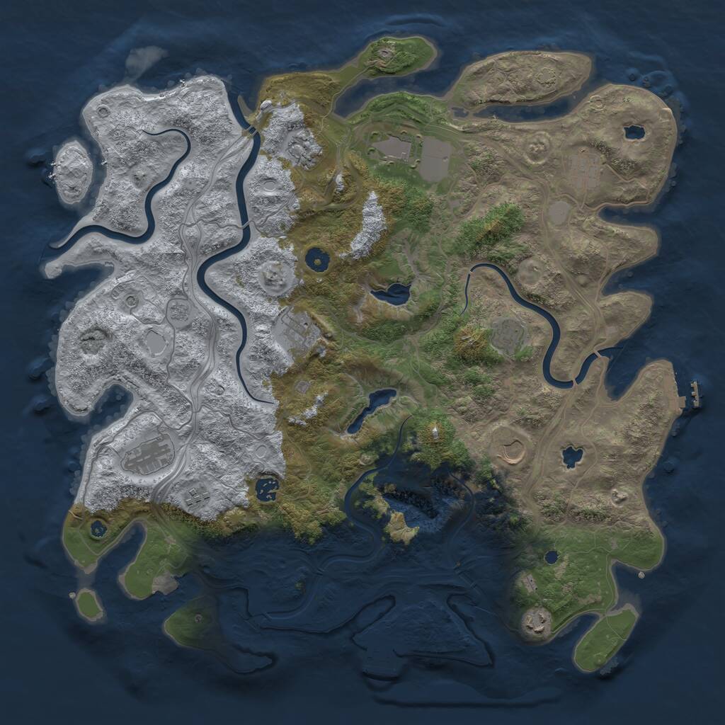 Rust Map: Procedural Map, Size: 4500, Seed: 543414831, 16 Monuments