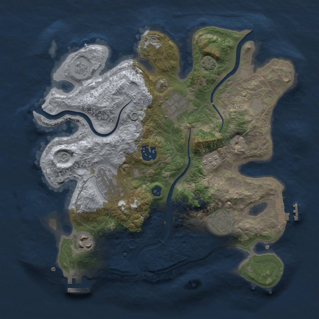 Rust Map: Procedural Map, Size: 3000, Seed: 553012239, 12 Monuments