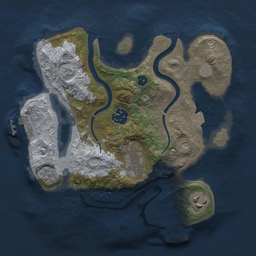 Rust Map: Procedural Map, Size: 2500, Seed: 645444, 8 Monuments