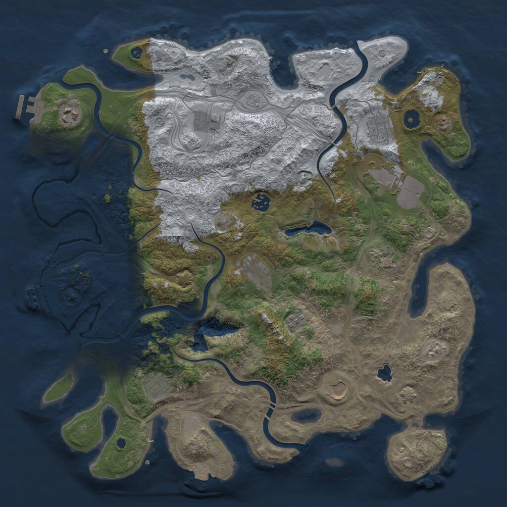 Rust Map: Procedural Map, Size: 4250, Seed: 1687251280, 16 Monuments