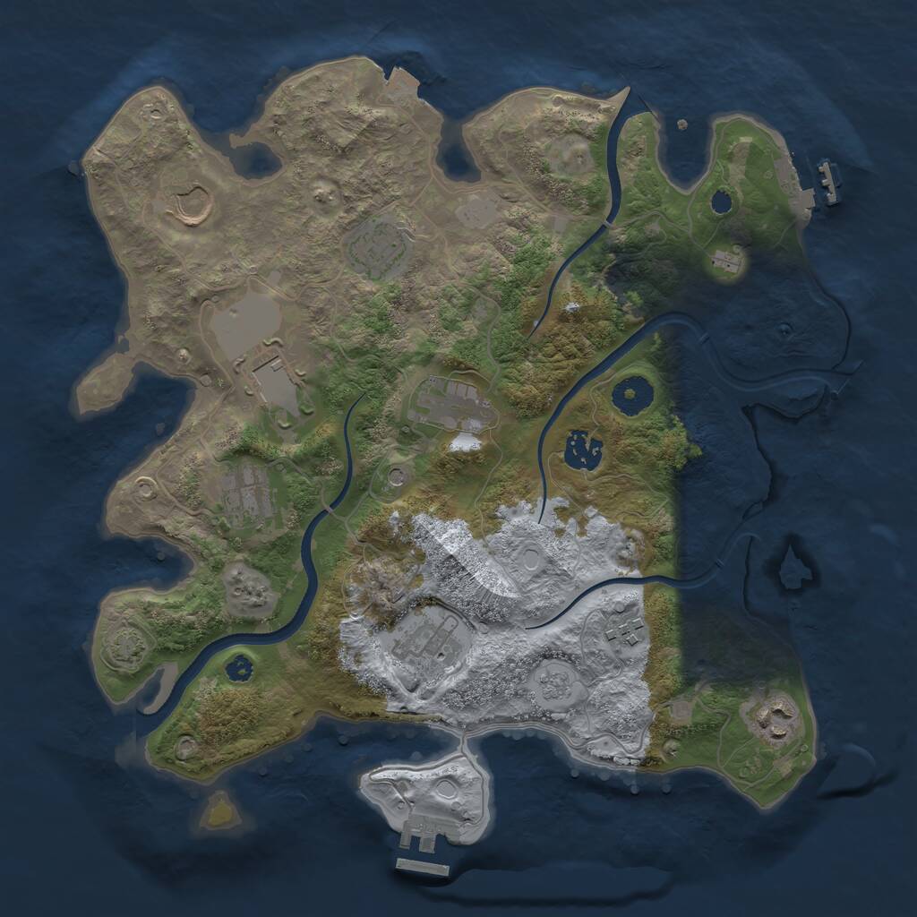 Rust Map: Procedural Map, Size: 3500, Seed: 1242238150, 15 Monuments