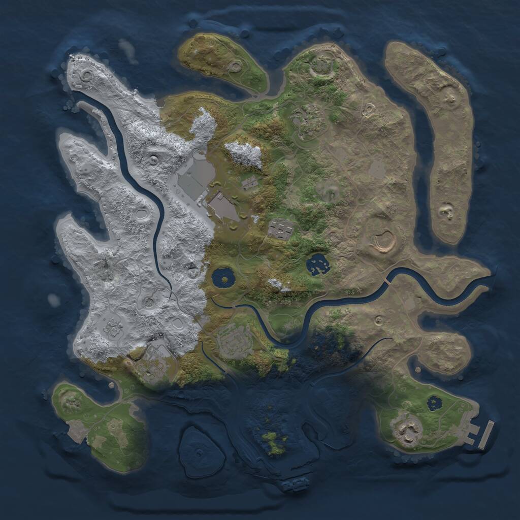 Rust Map: Procedural Map, Size: 3500, Seed: 1574839201, 14 Monuments