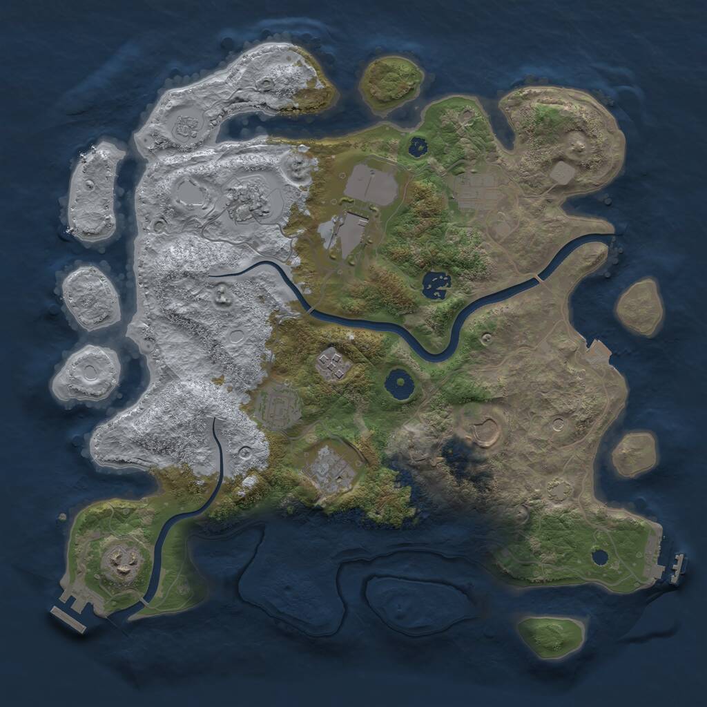 Rust Map: Procedural Map, Size: 3650, Seed: 629593, 15 Monuments