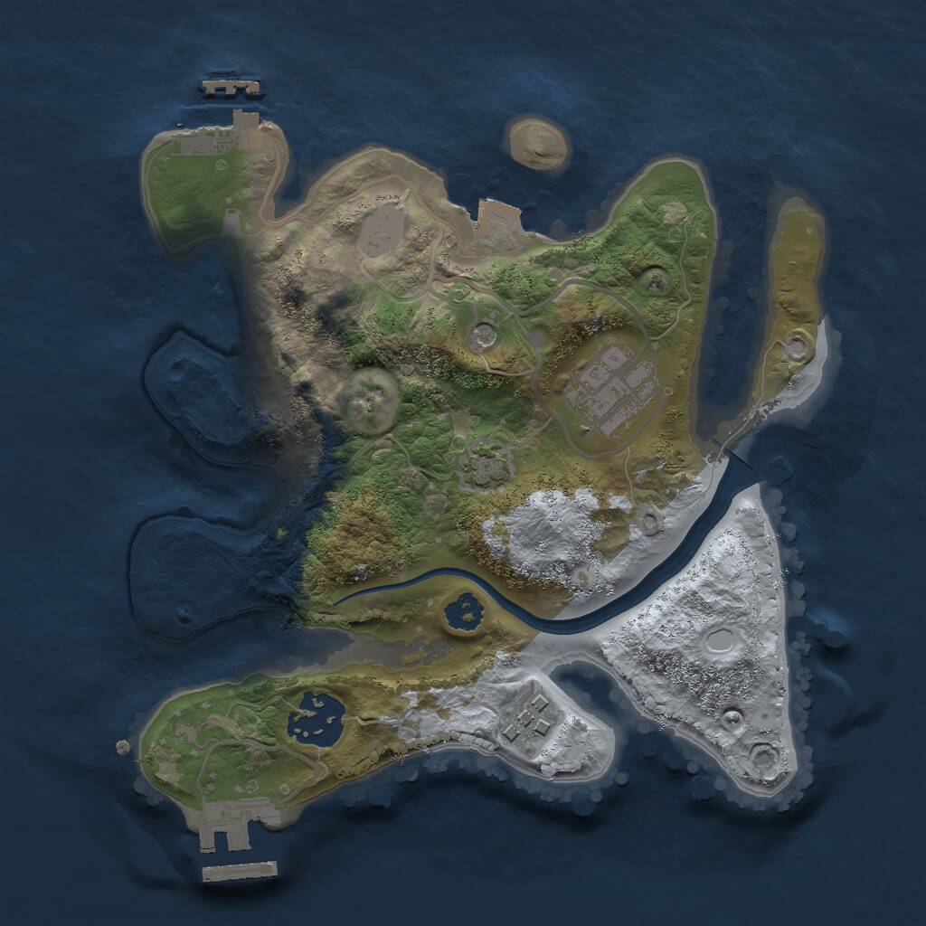 Rust Map: Procedural Map, Size: 2500, Seed: 345543535, 8 Monuments