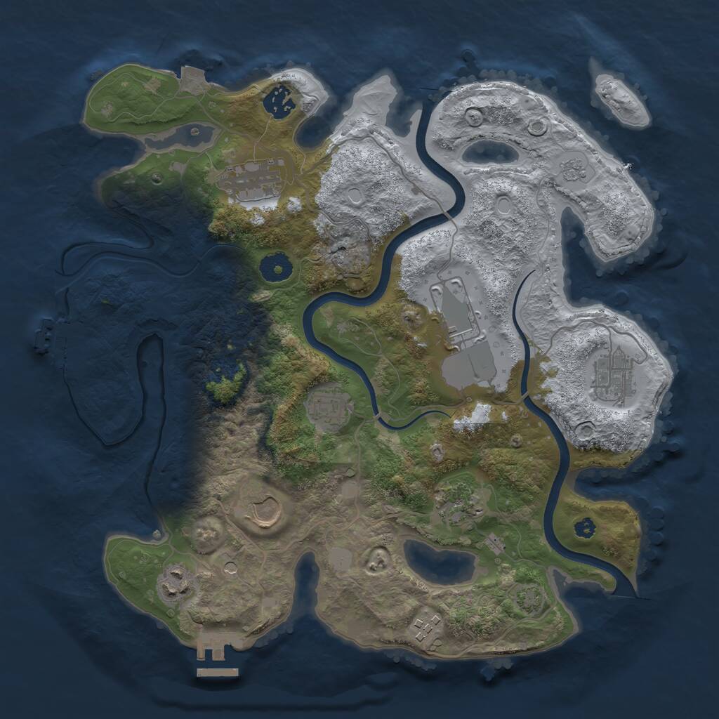 Rust Map: Procedural Map, Size: 3500, Seed: 216304624, 15 Monuments