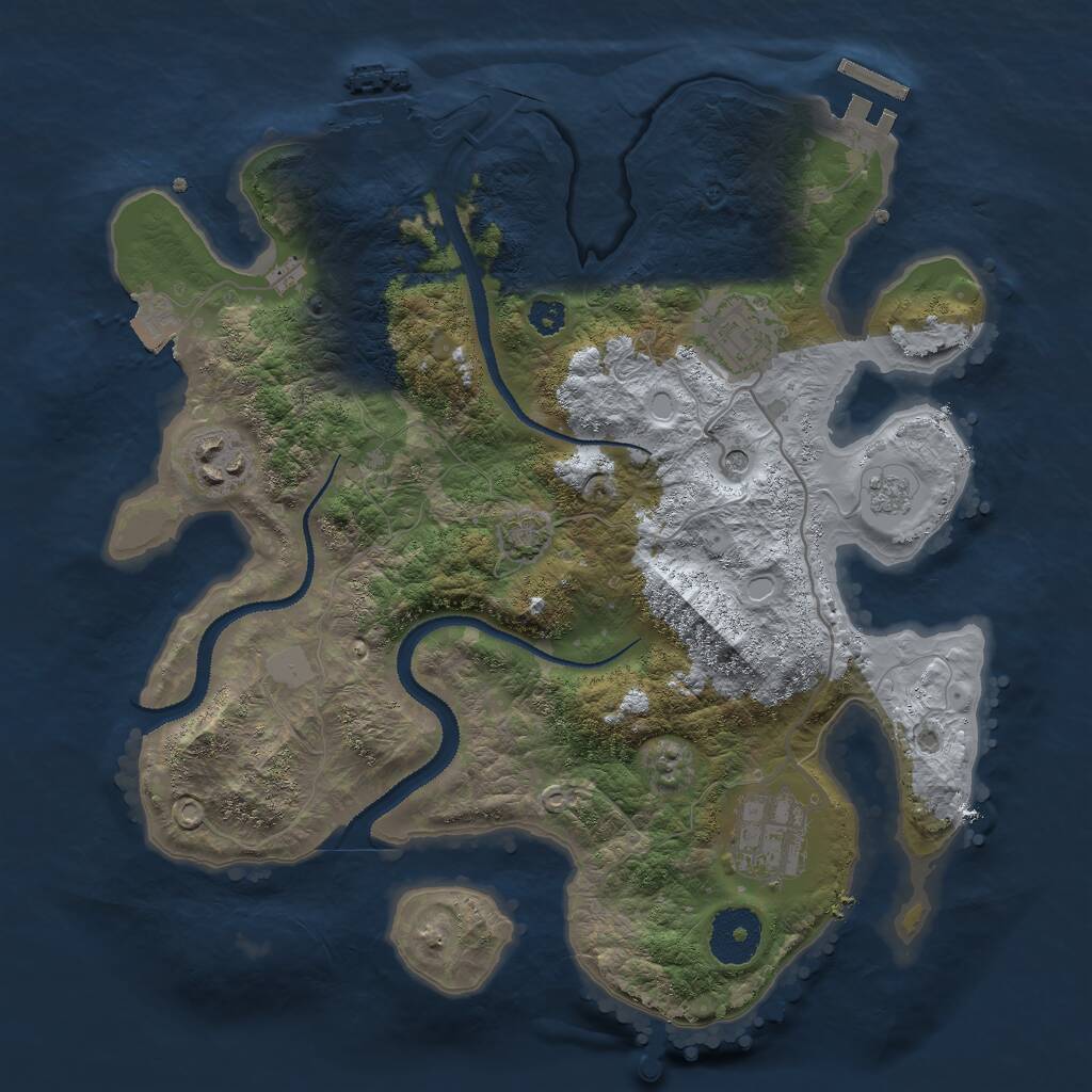 Rust Map: Procedural Map, Size: 3000, Seed: 24066, 9 Monuments