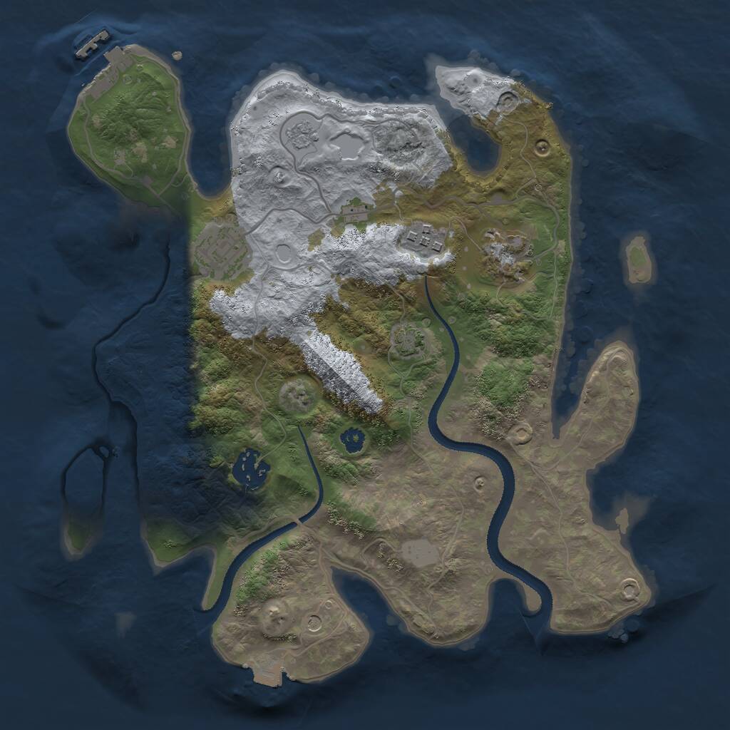 Rust Map: Procedural Map, Size: 3000, Seed: 23595, 9 Monuments